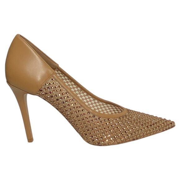 Stella McCartney Iconic Micro Mesh Studded Pumps Heels Tan Size 38.5 / US 8.5 - Picture 1 of 10